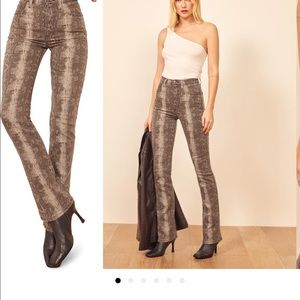 Reformations Cindy Snakeskin Bootcut pants